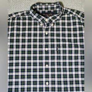 Vintage 90s Abercrombie & Fitch Men’s XL Button Down Shirt Plaid Check Cotton